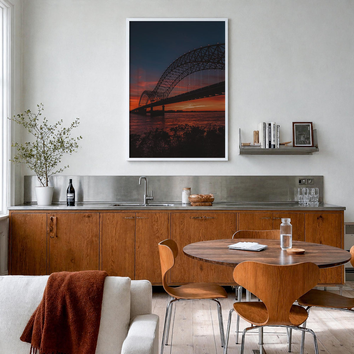 Memphis no. 3 colorful photo poster of Tennessee, USA – vertical wall art in white wood frame, hanging on wall