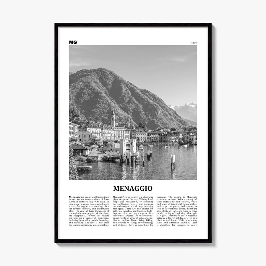 Menaggio Newspaper No 1 Poster, framed poster mockup