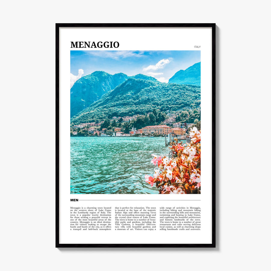 Menaggio Travel Poster, framed poster mockup
