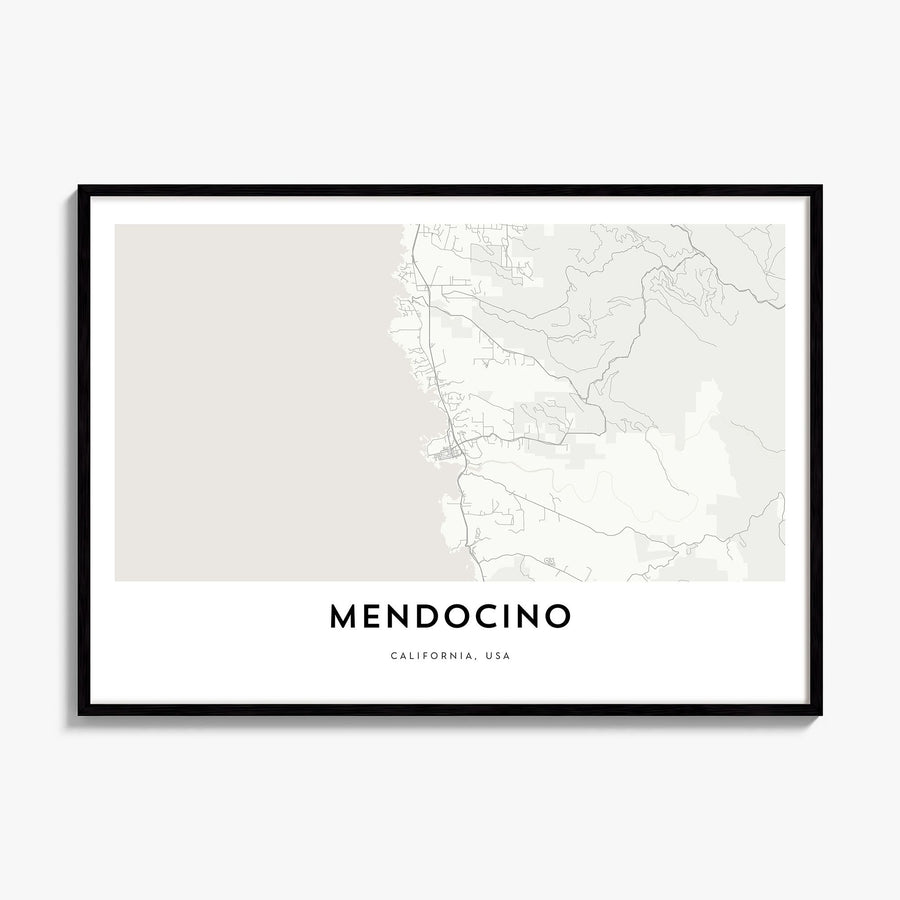 Mendocino Map Poster, framed poster mockup