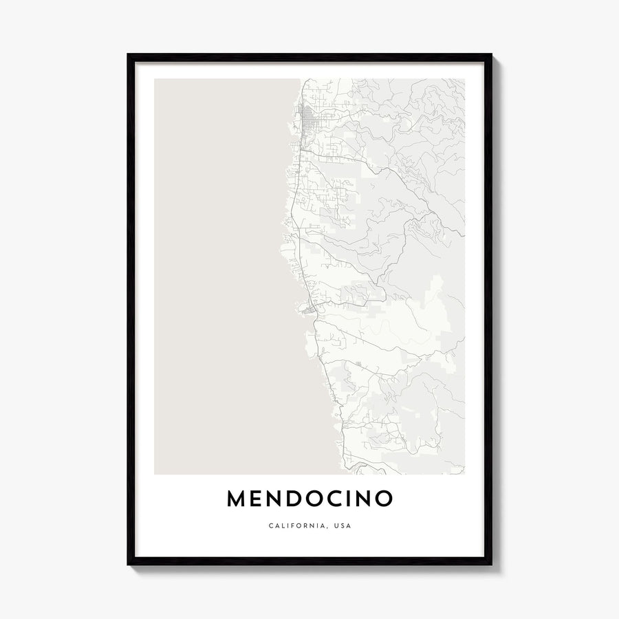Mendocino Map Poster, framed poster mockup