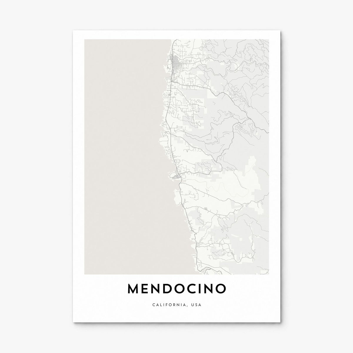 Mendocino Map Poster, print only (unframed)