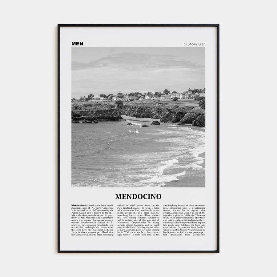 Mendocino Poster None / 8x12 in Nbourhood Travel B&W Poster