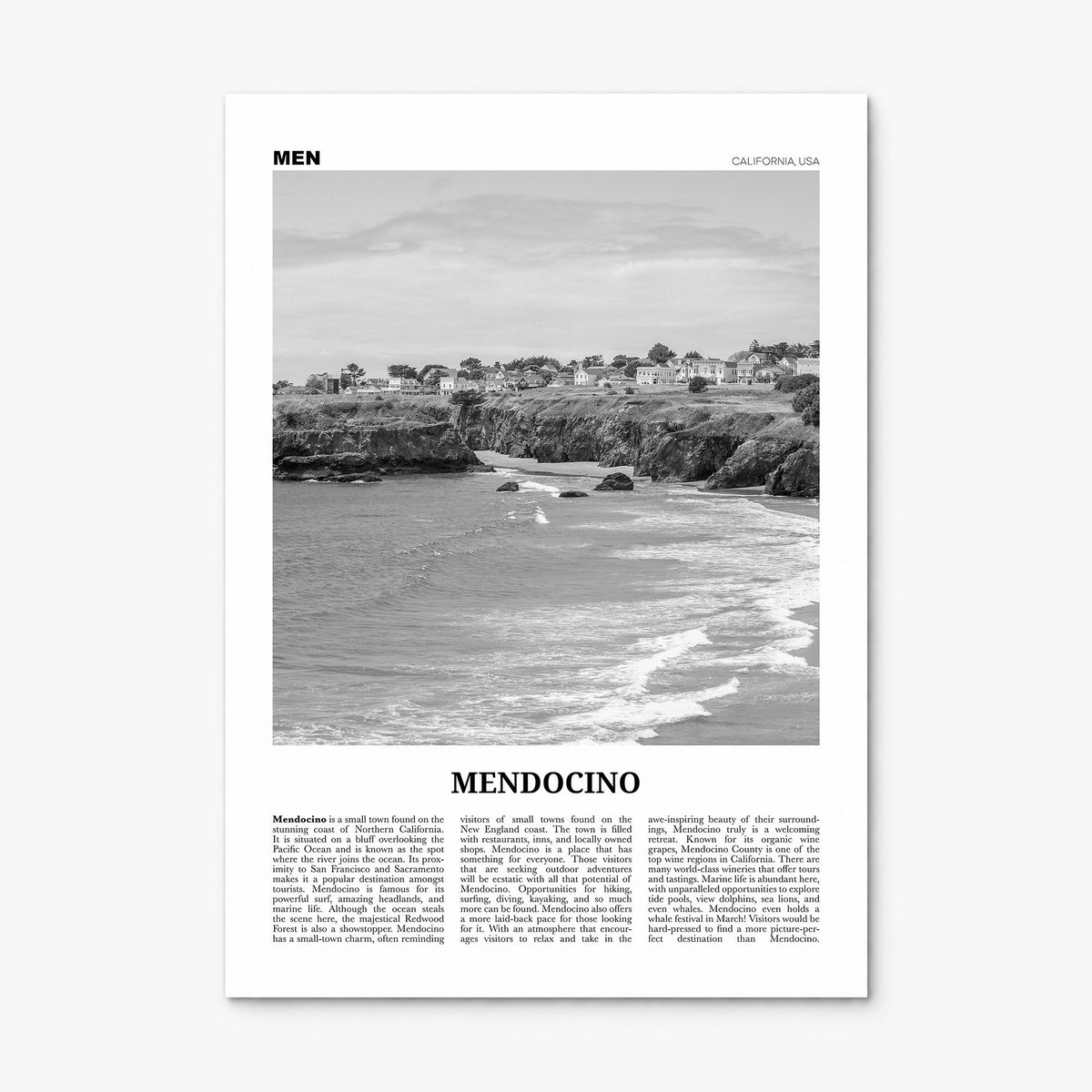 Mendocino Newspaper Poster, print only (unframed)