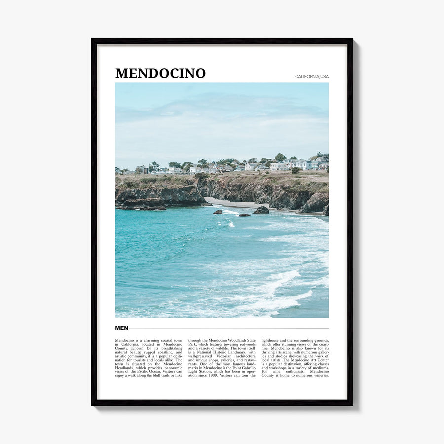 Mendocino Travel Poster, framed poster mockup