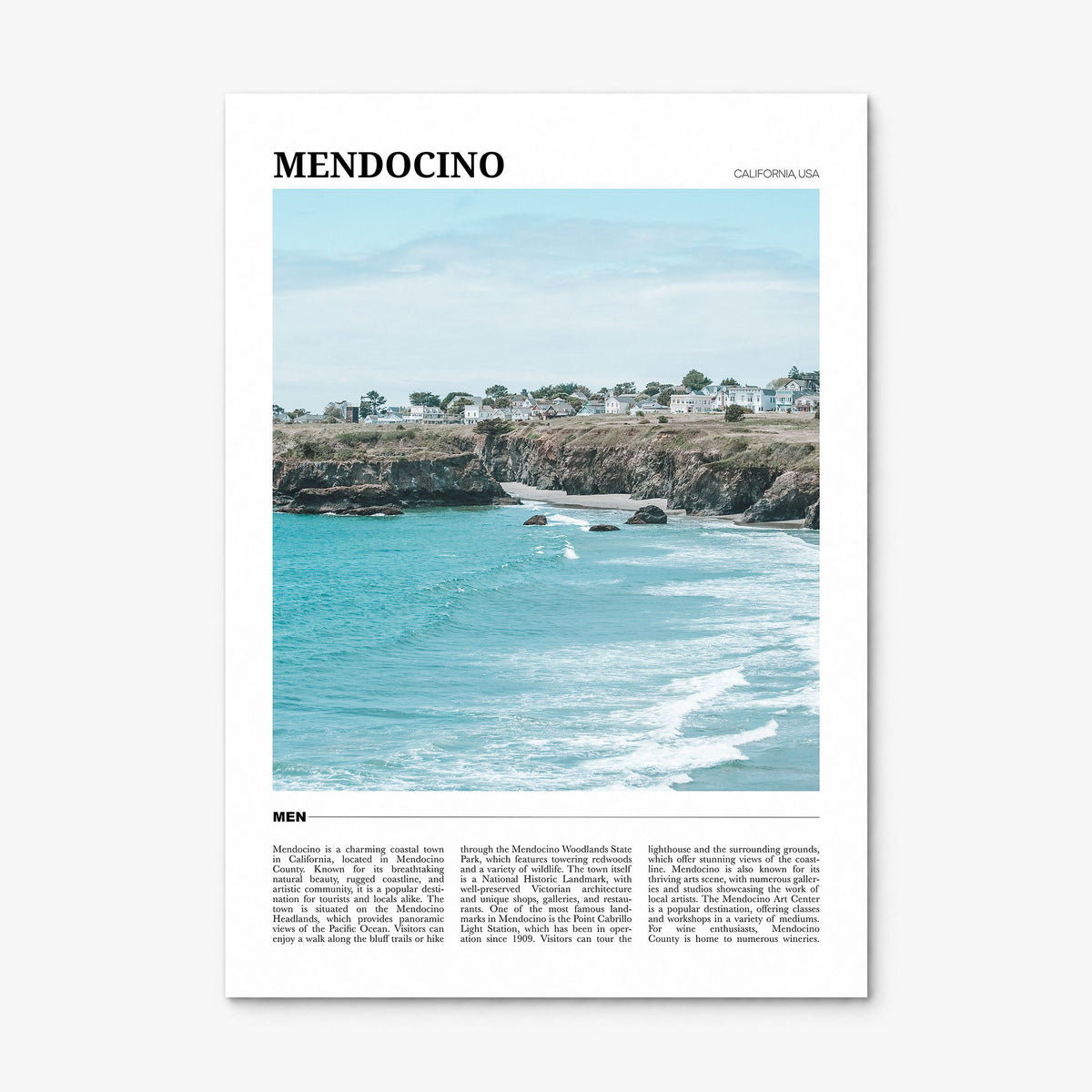 Mendocino Travel Poster, print only (unframed)