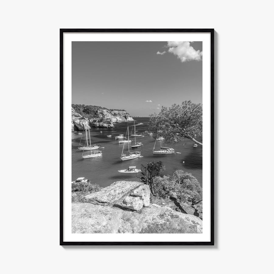 Menorca black & white photo poster of Spain – vertical wall art, unframed print shown in interior mockup