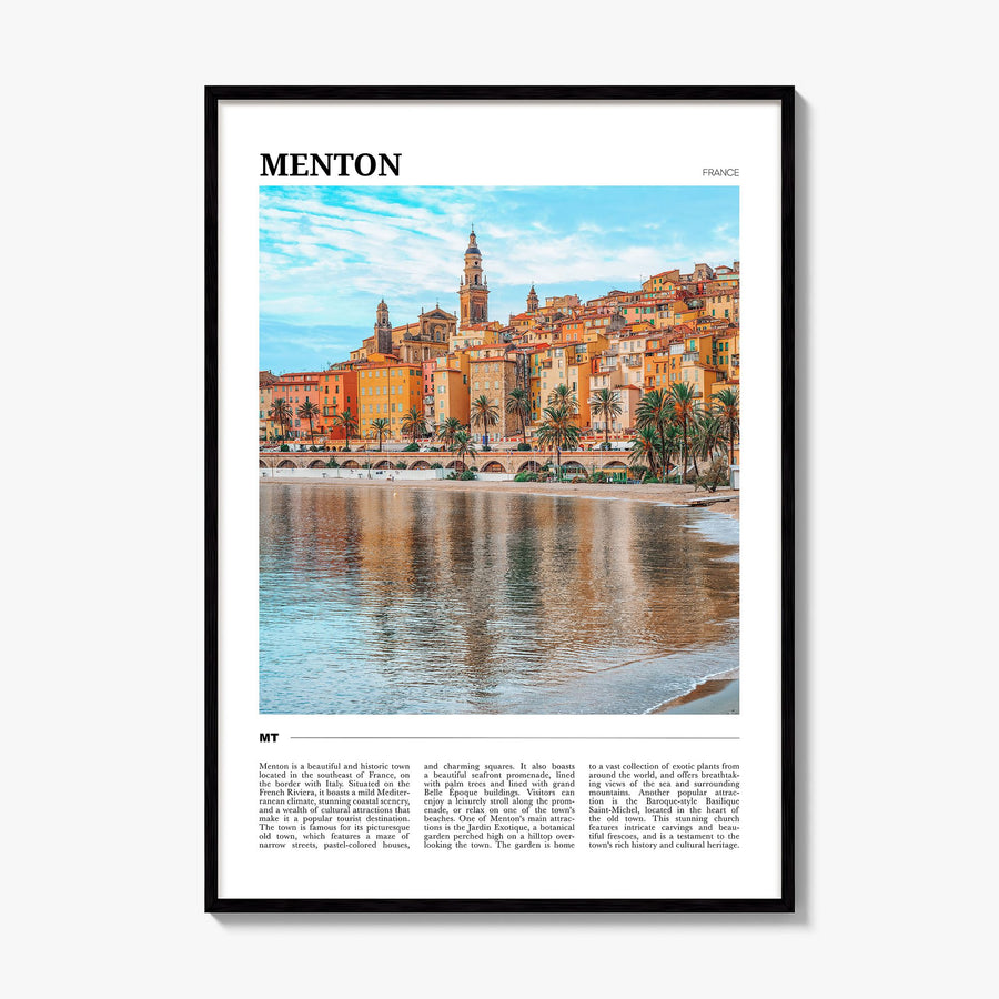Menton Travel Poster, framed poster mockup
