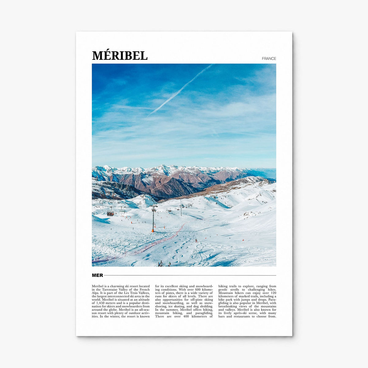 Méribel Travel Poster, print only (unframed)