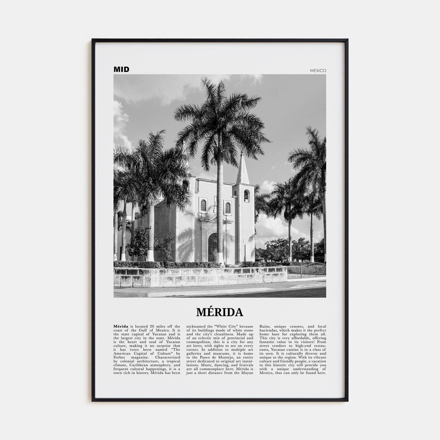 Mérida Poster Black Metal / 8x12 in Nbourhood Travel B&W Poster