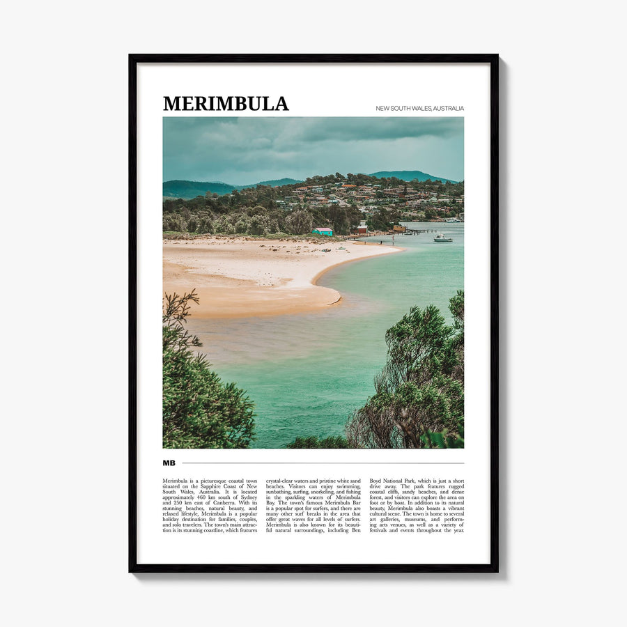 Merimbula Travel Poster, framed poster mockup