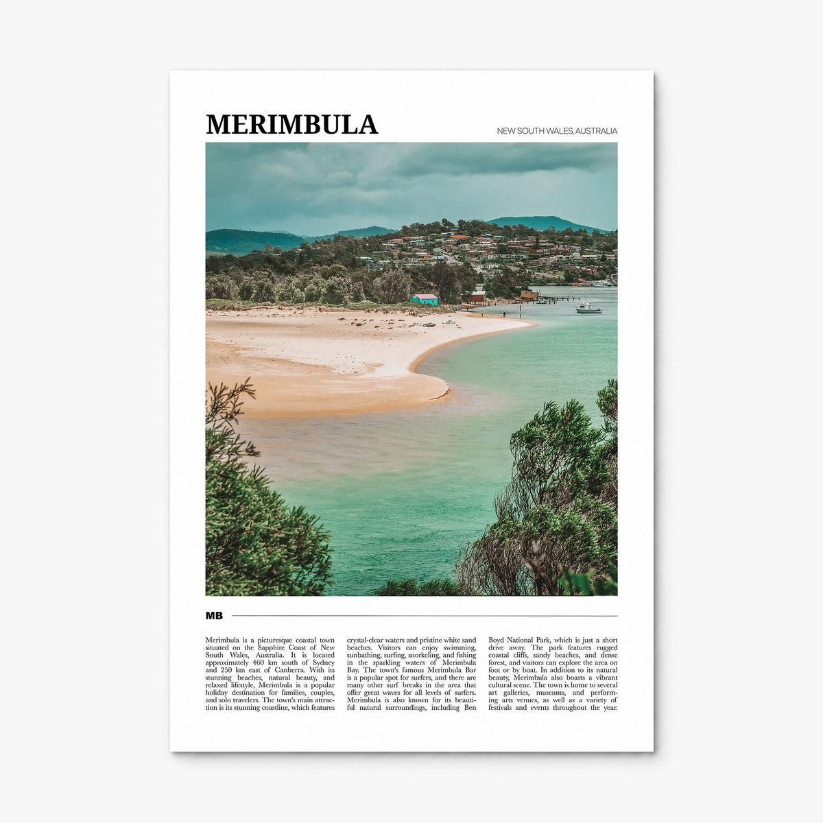 Merimbula Travel Poster, print only (unframed)