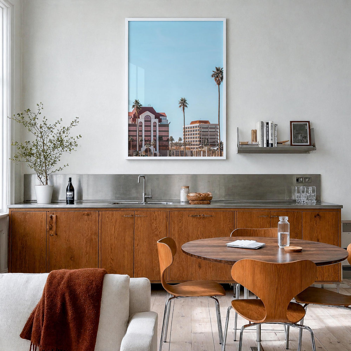 Mesa colorful photo poster of Arizona, USA – vertical wall art in white wood frame, hanging on wall