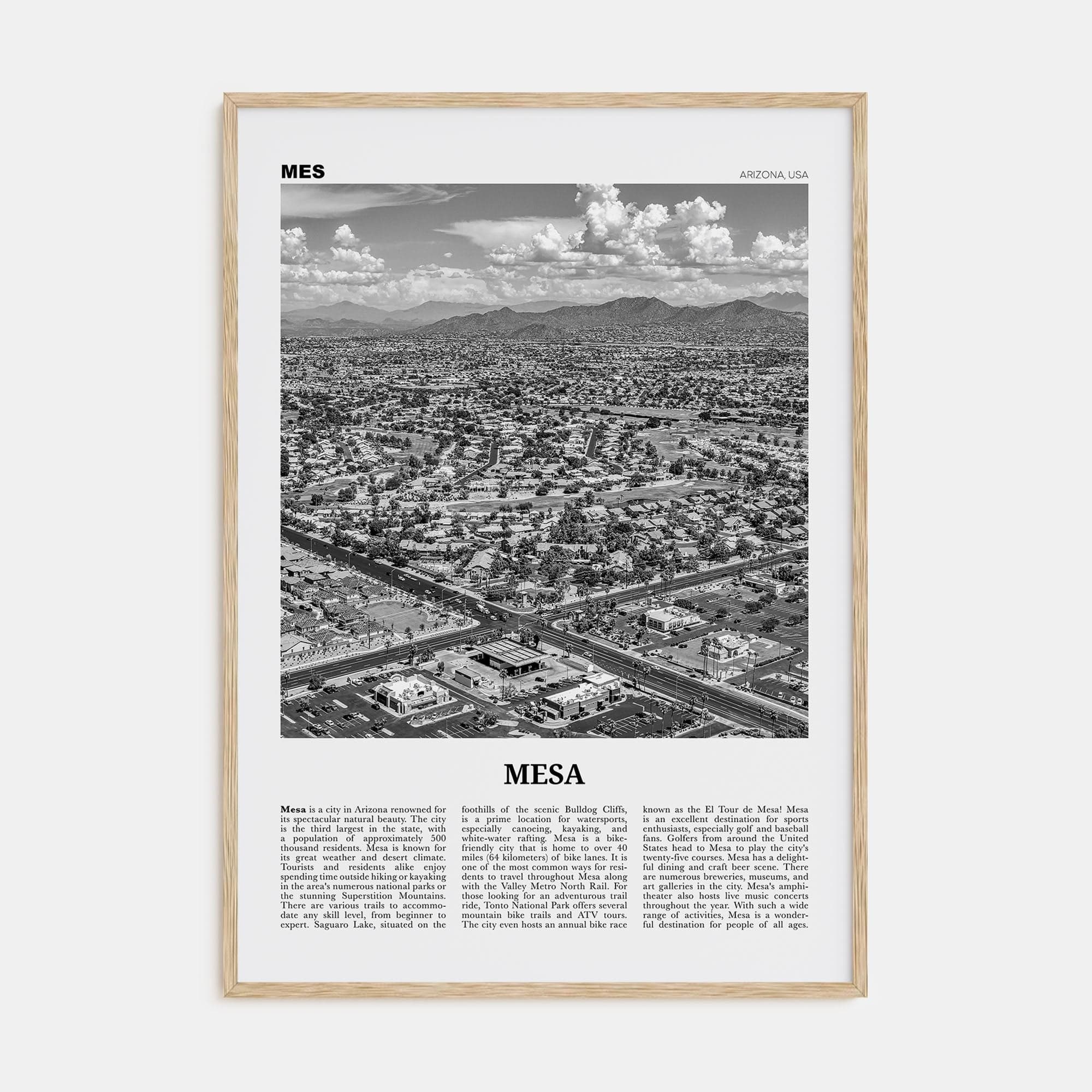 Mesa Poster Natural Wood / 8x12 in Nbourhood Travel B&W Poster