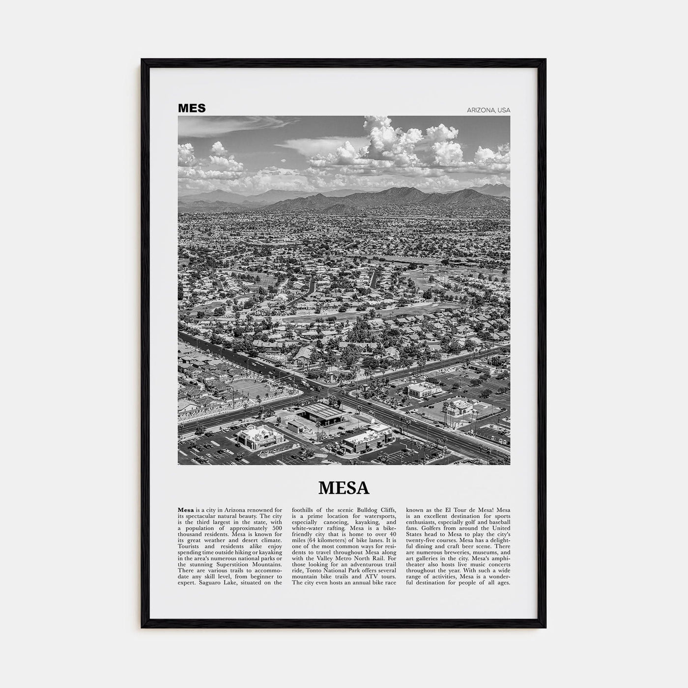 Mesa Poster Black Wood / 8x12 in Nbourhood Travel B&W Poster