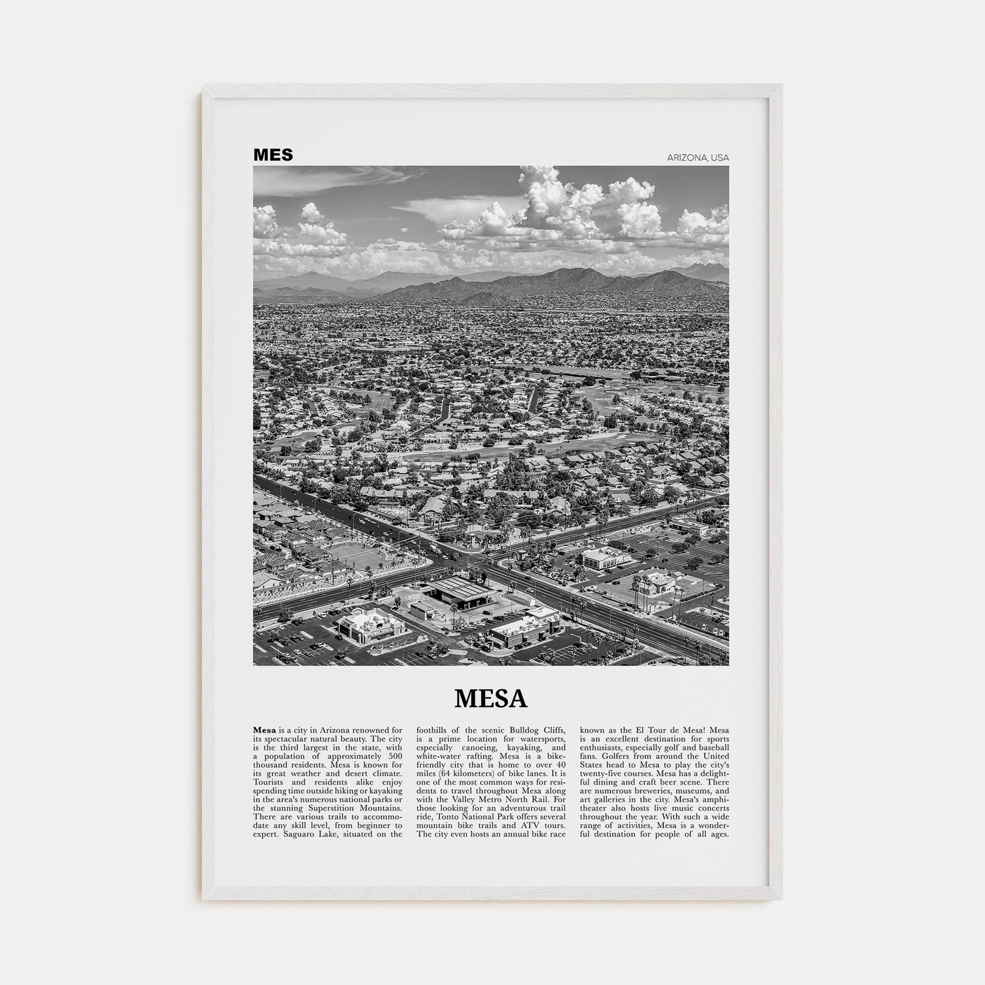 Mesa Poster White Wood / 8x12 in Nbourhood Travel B&W Poster