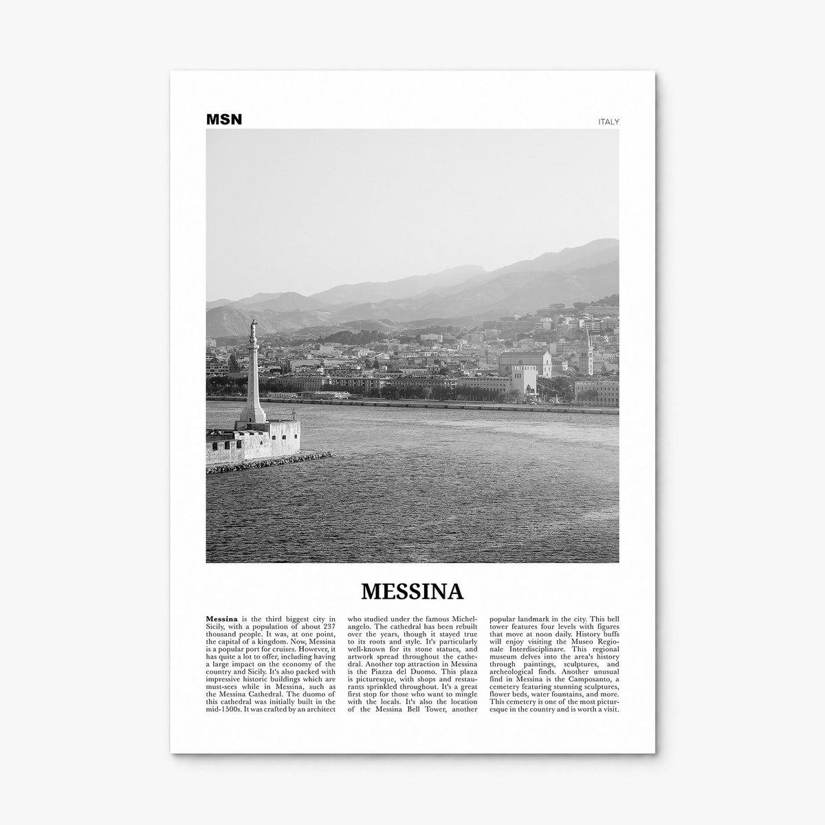 Messina Newspaper Poster, print only (unframed)