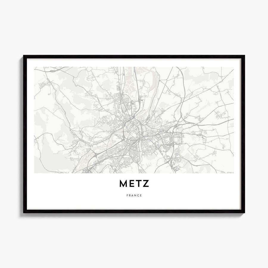 Metz Map Poster, framed poster mockup