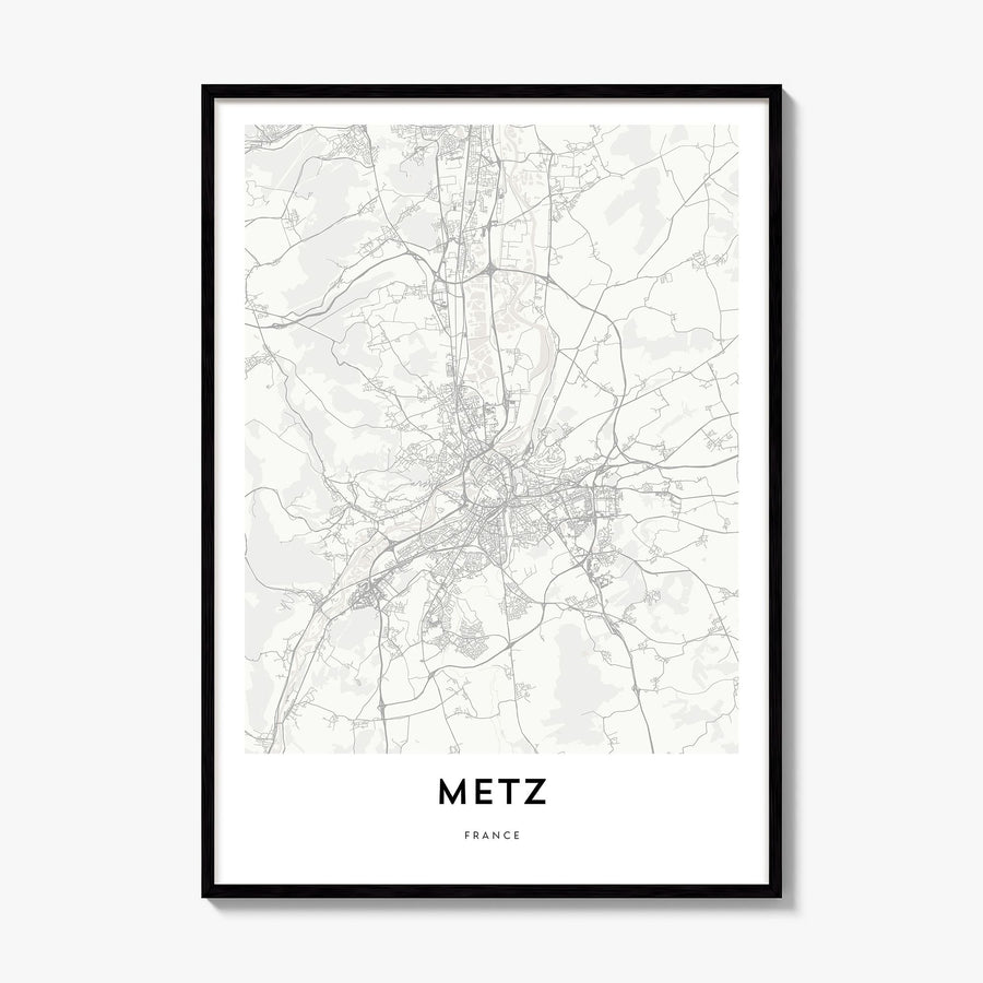 Metz Map Poster, framed poster mockup