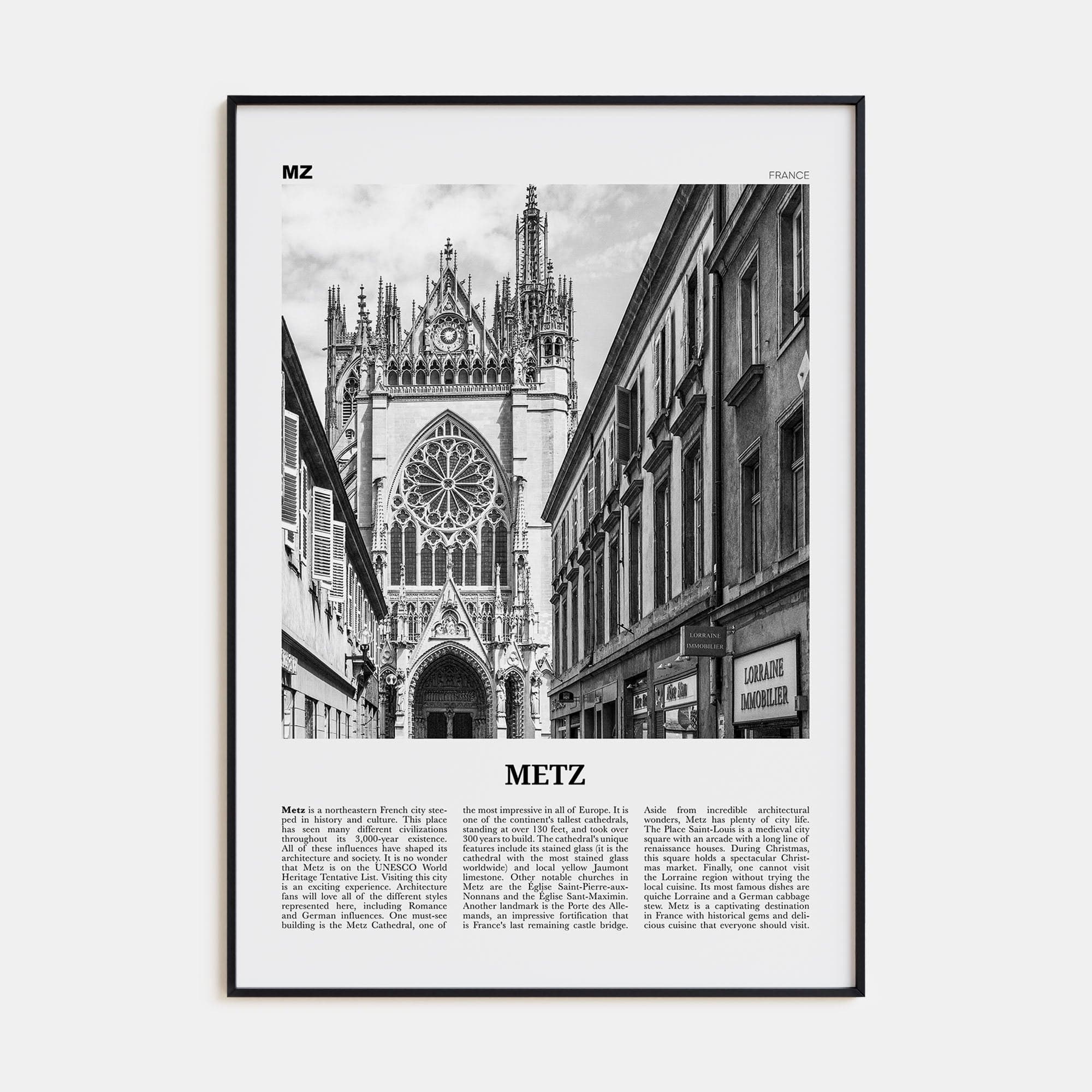 Metz Poster None / 8x12 in Nbourhood Travel B&W Poster