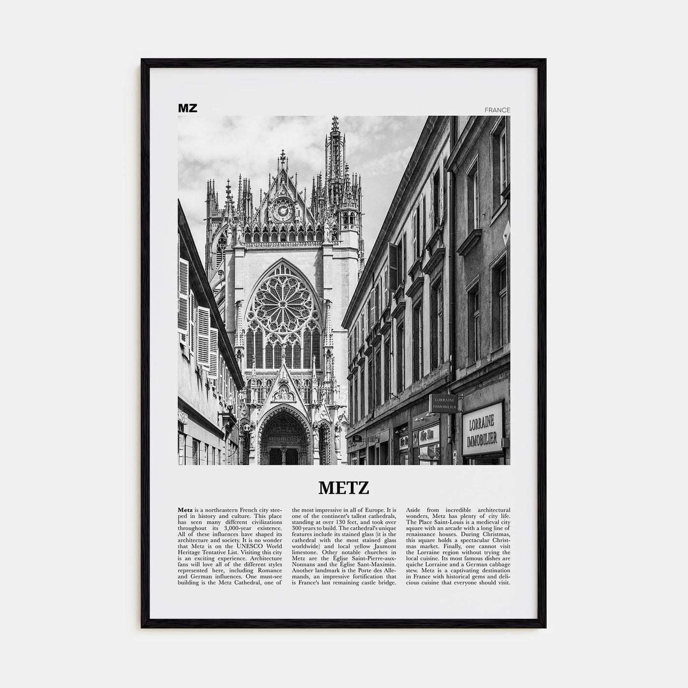 Metz Poster Black Wood / 8x12 in Nbourhood Travel B&W Poster