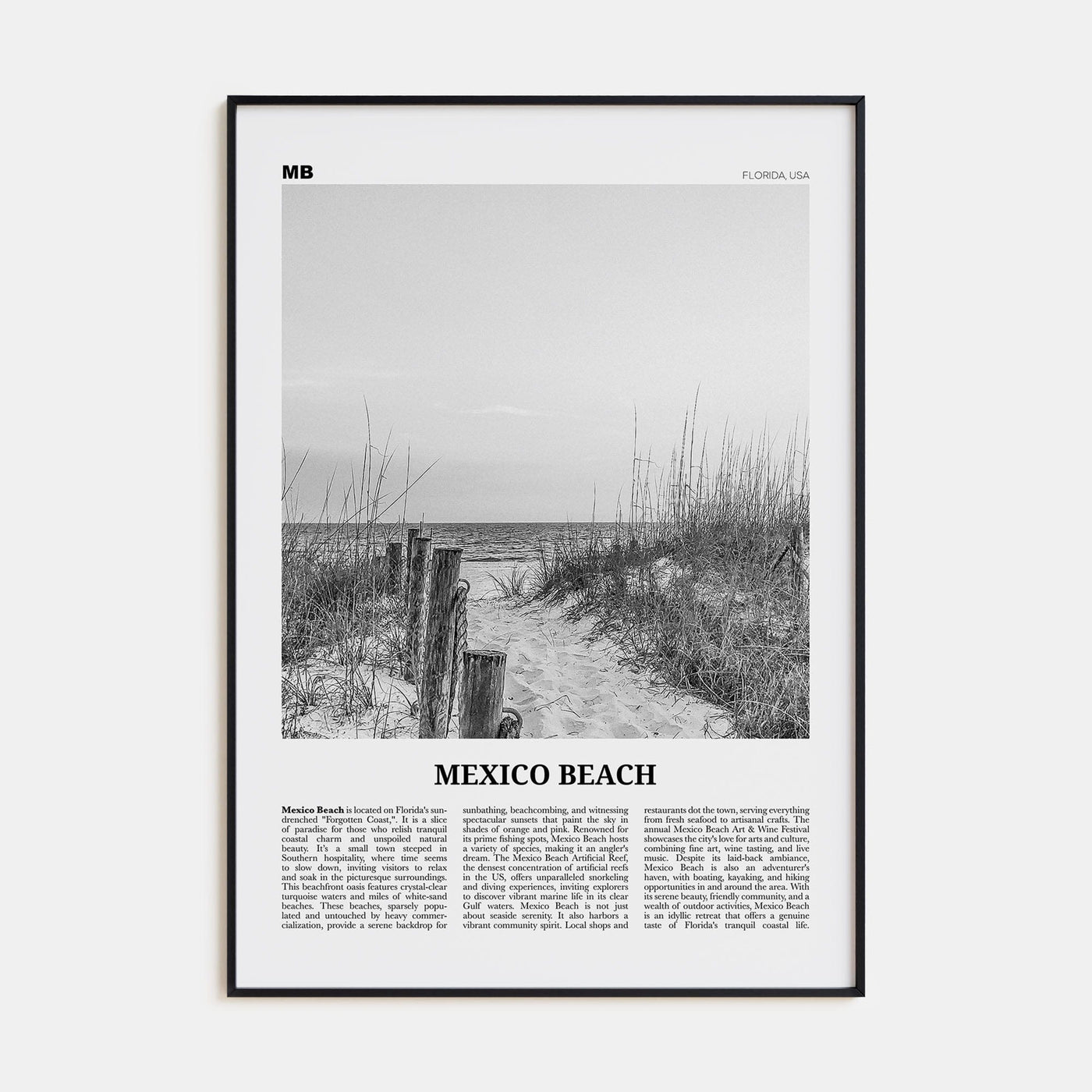 Mexico Beach Poster None / 8x12 in Nbourhood Travel B&W Poster