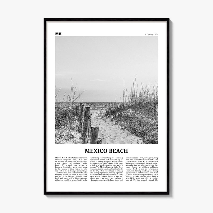 Mexico Beach Newspaper Poster, framed poster mockup