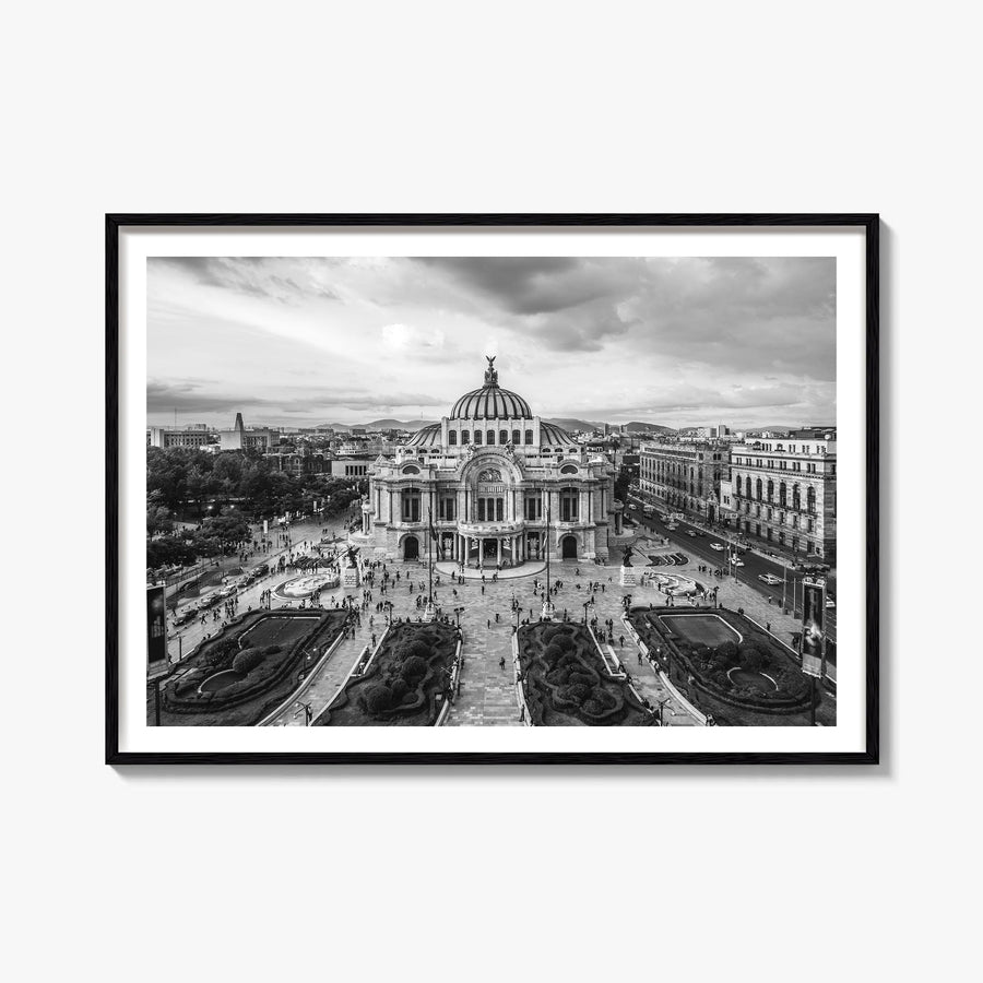 Mexico City black & white photo poster of Mexico – horizontal wall art, unframed print shown in interior mockup