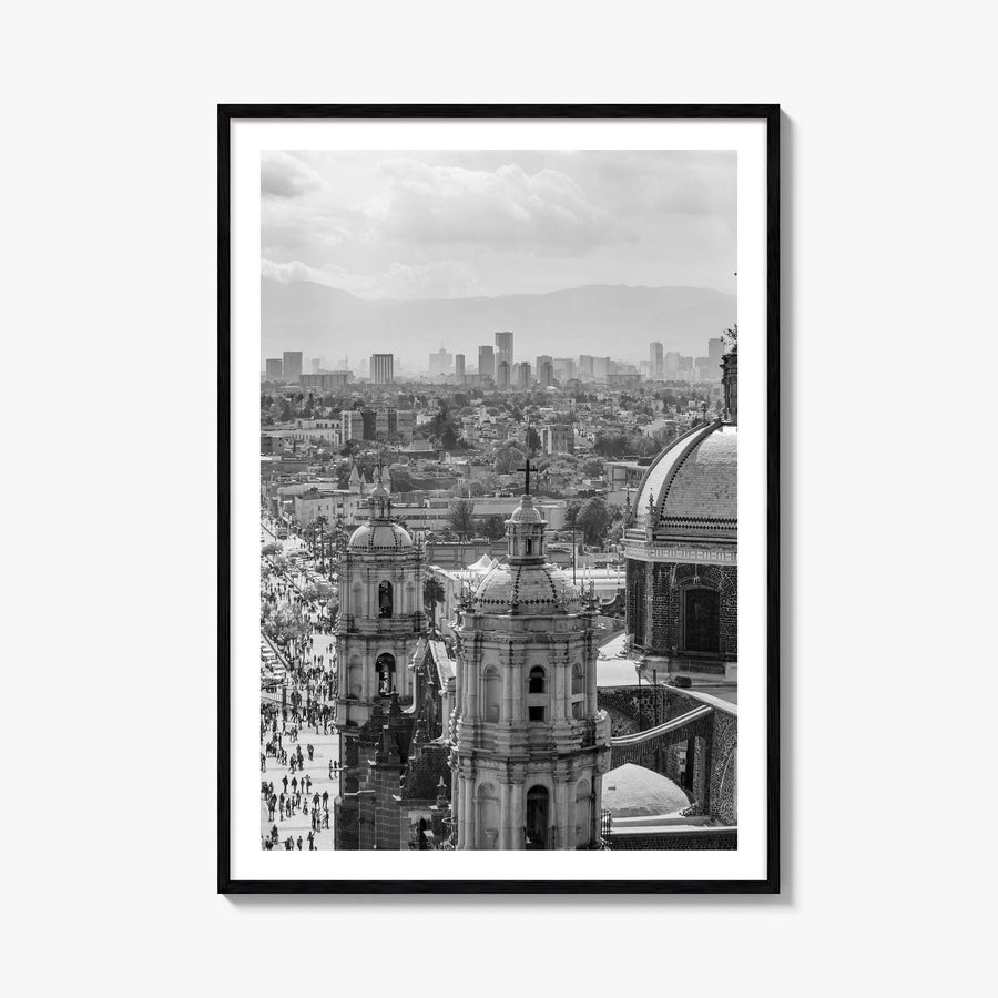 Mexico City black & white photo poster of Mexico – vertical wall art, unframed print shown in interior mockup