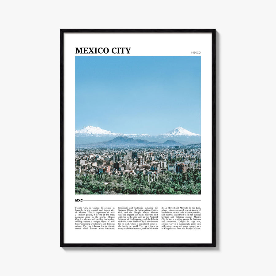 Mexico City no. 2 colorful travel poster of Mexico – vertical wall art, unframed print shown in interior mockup