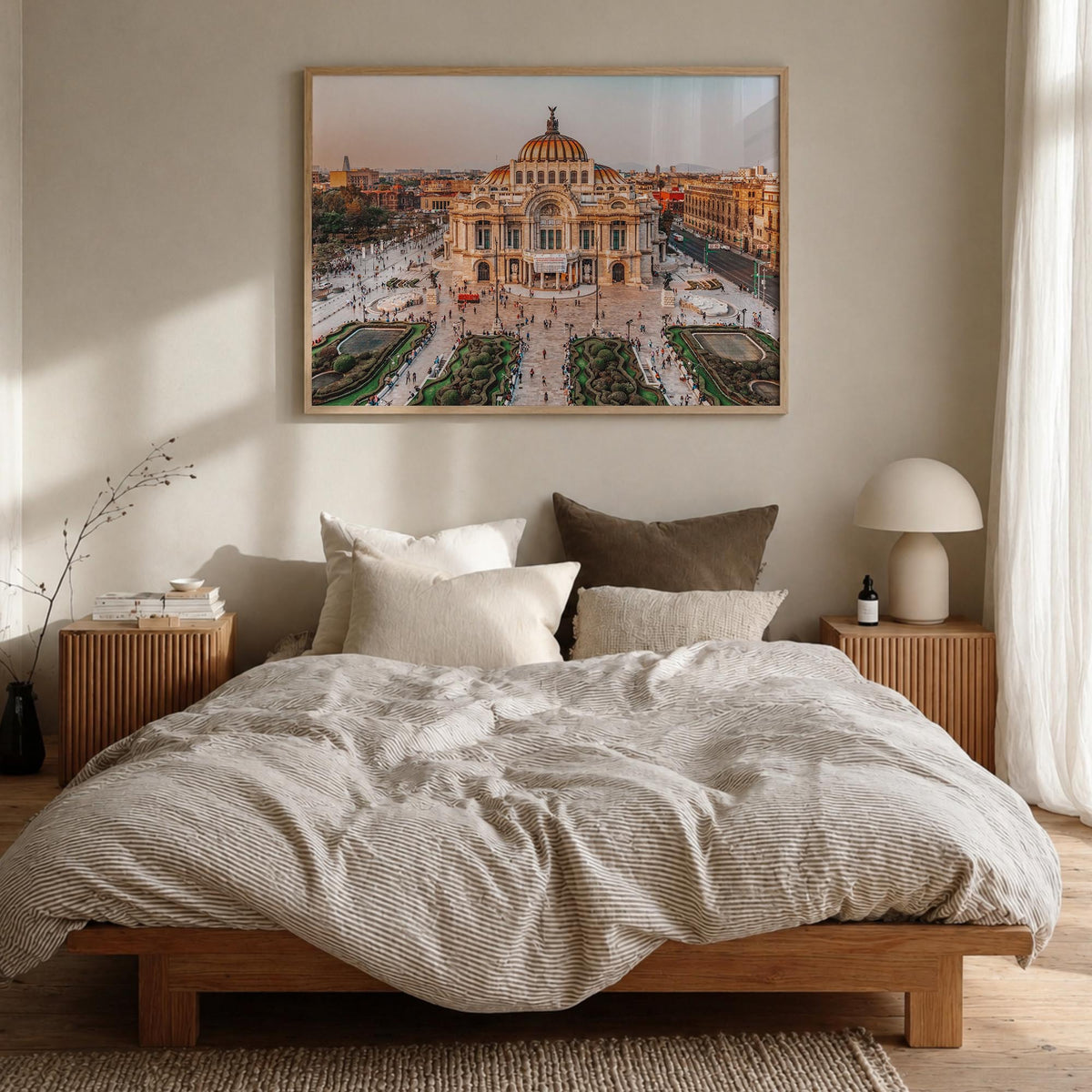 Mexico colorful photo poster of North America – horizontal wall art in natural wood frame, hanging on wall