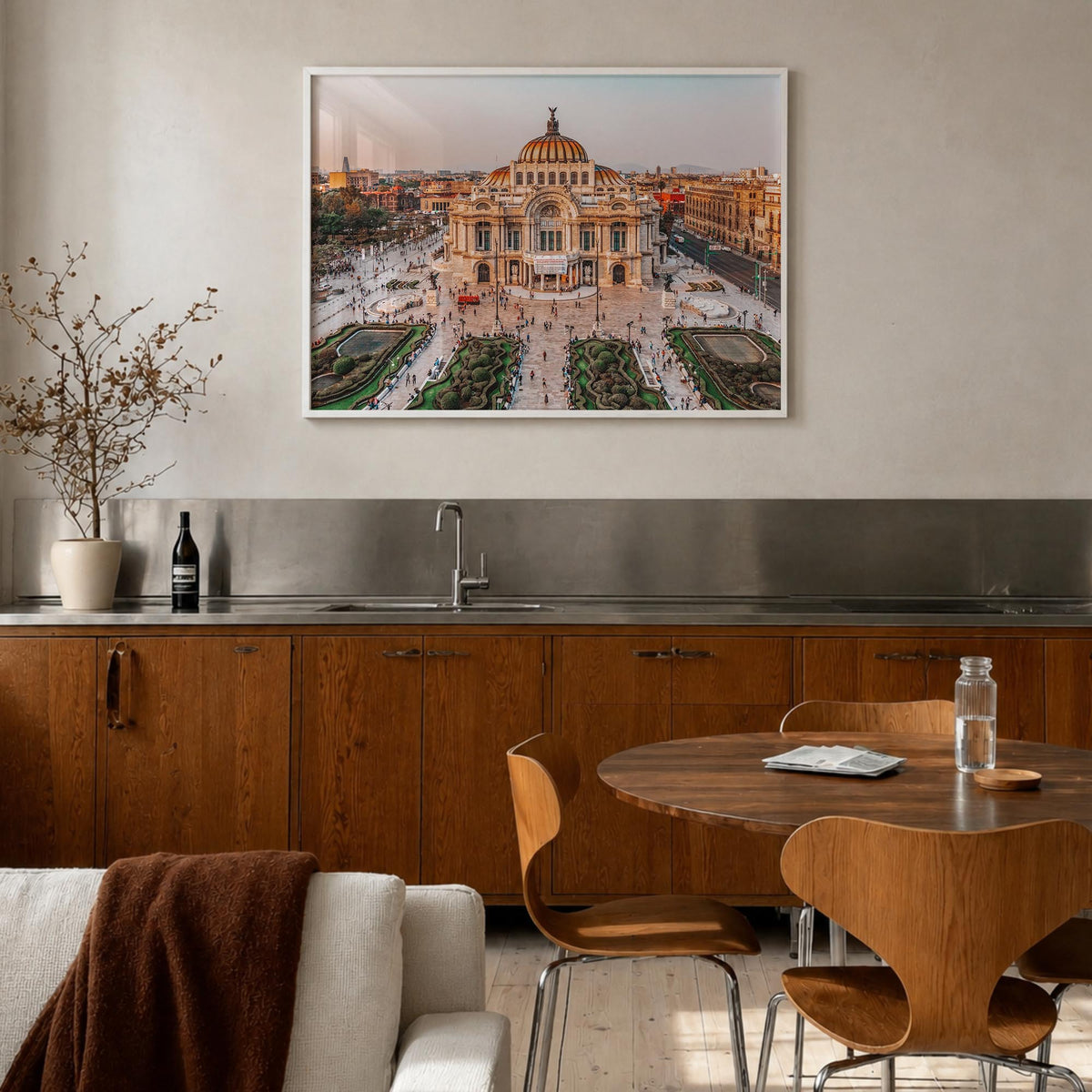 Mexico colorful photo poster of North America – horizontal wall art in white wood frame, hanging on wall