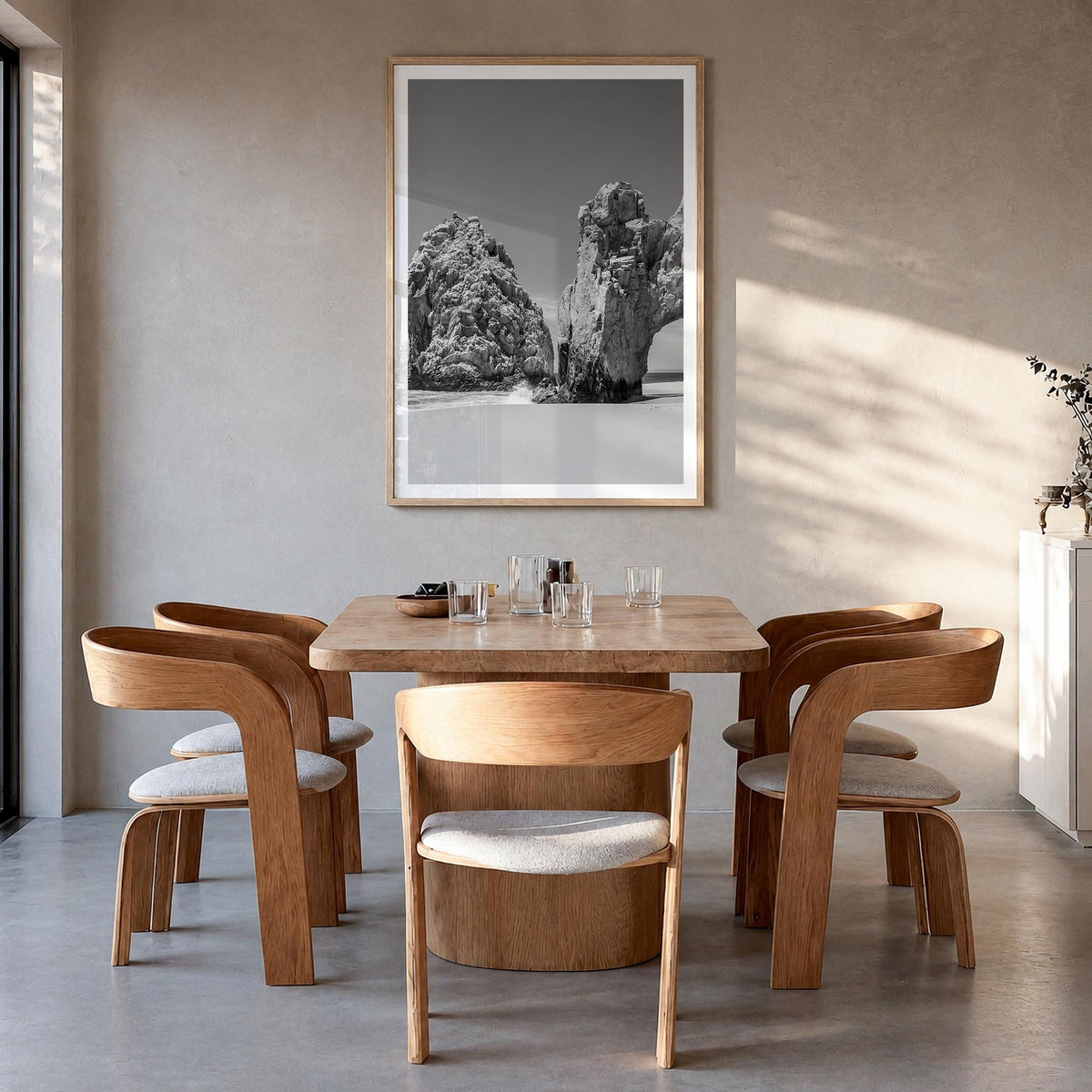 Mexico no. 2 black & white photo poster of North America – vertical wall art in natural wood frame with white border, hanging