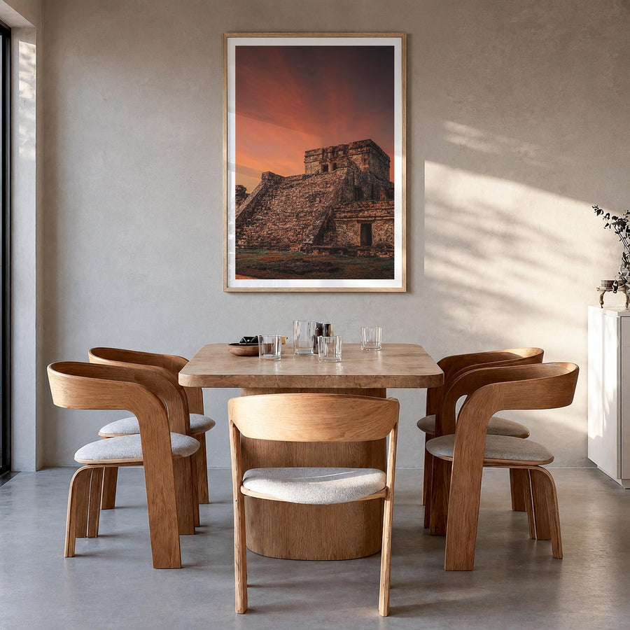 Mexico no. 2 colorful photo poster of North America – vertical wall art in natural wood frame with white border, hanging on w