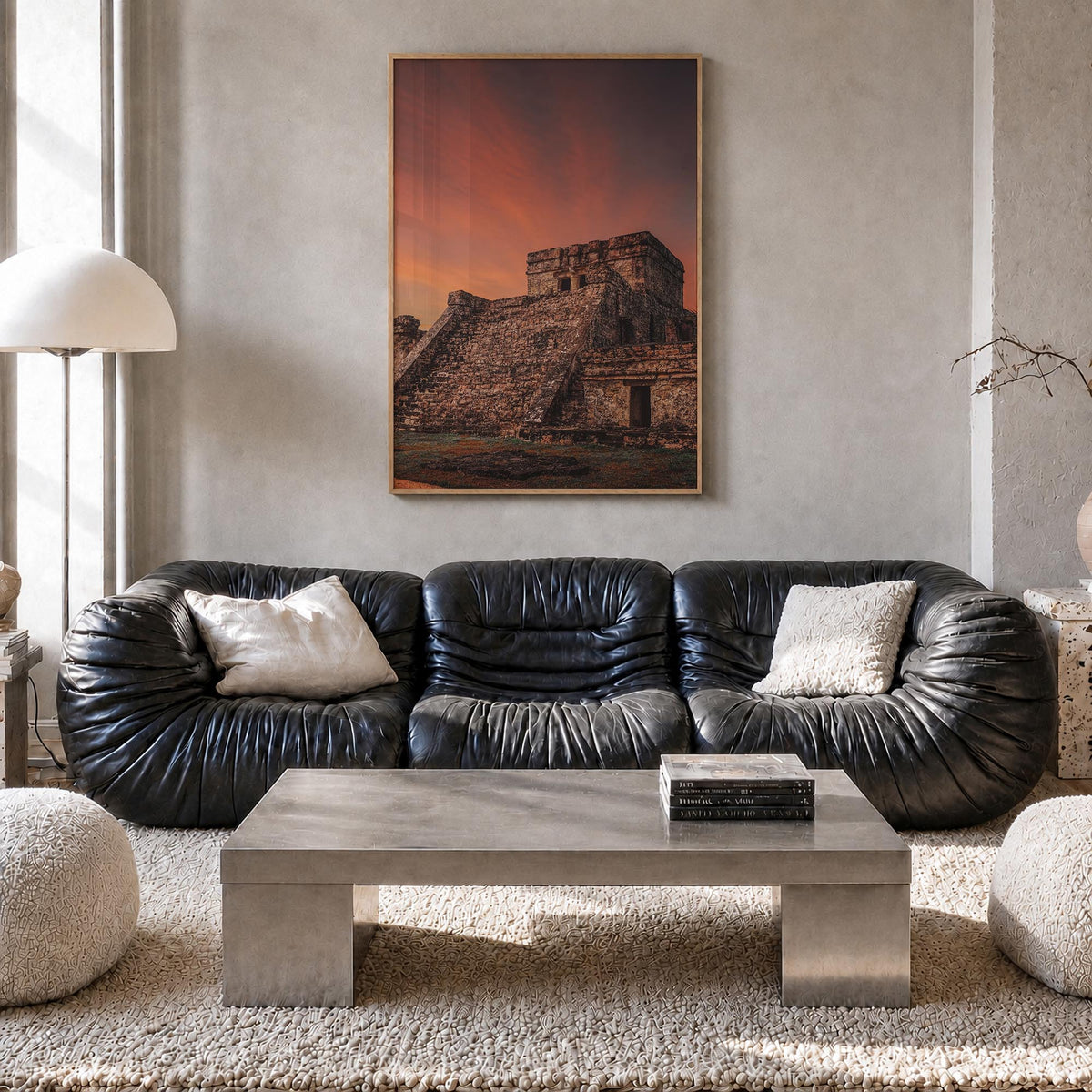 Mexico no. 2 colorful photo poster of North America – vertical wall art in natural wood frame, hanging on wall
