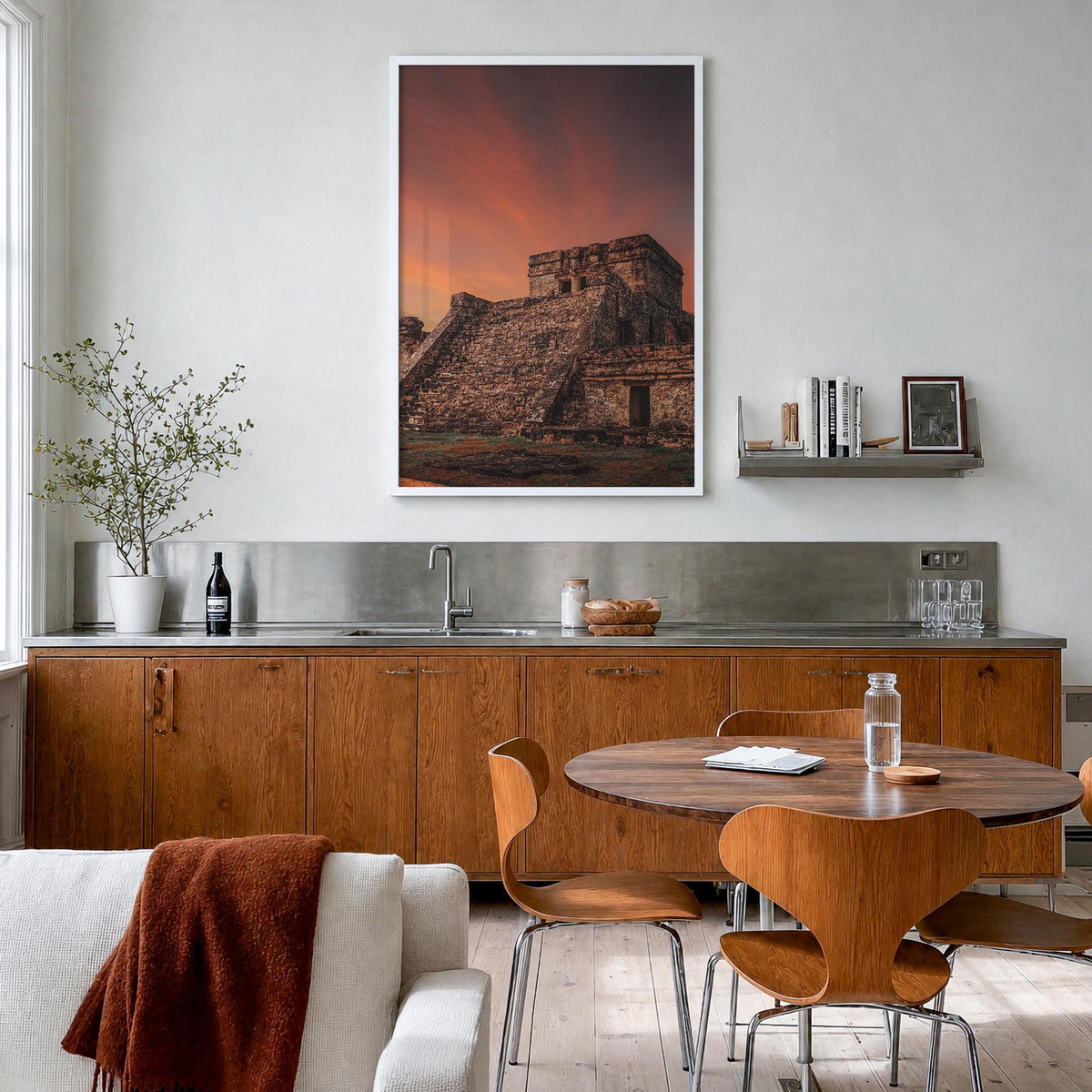 Mexico no. 2 colorful photo poster of North America – vertical wall art in white wood frame, hanging on wall