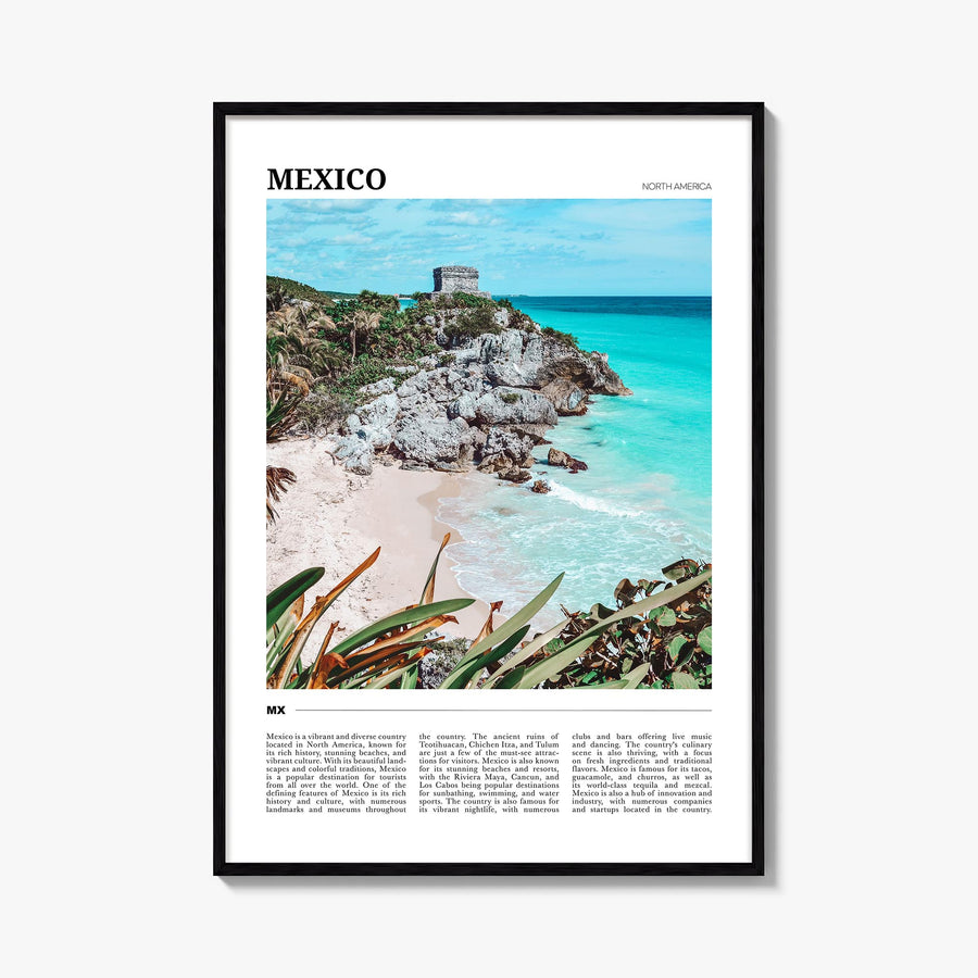 Mexico no. 2 colorful travel poster of North America – vertical wall art, unframed print shown in interior mockup