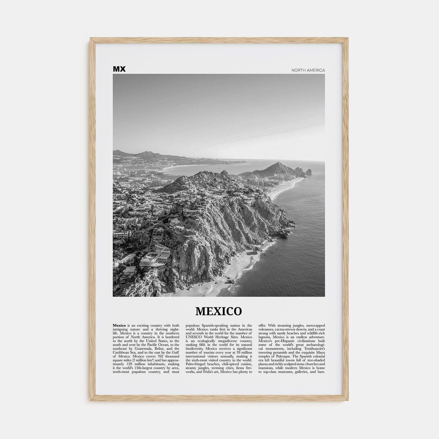 Mexico No 2 Poster Natural Wood / 8x12 in Nbourhood Travel B&W Poster