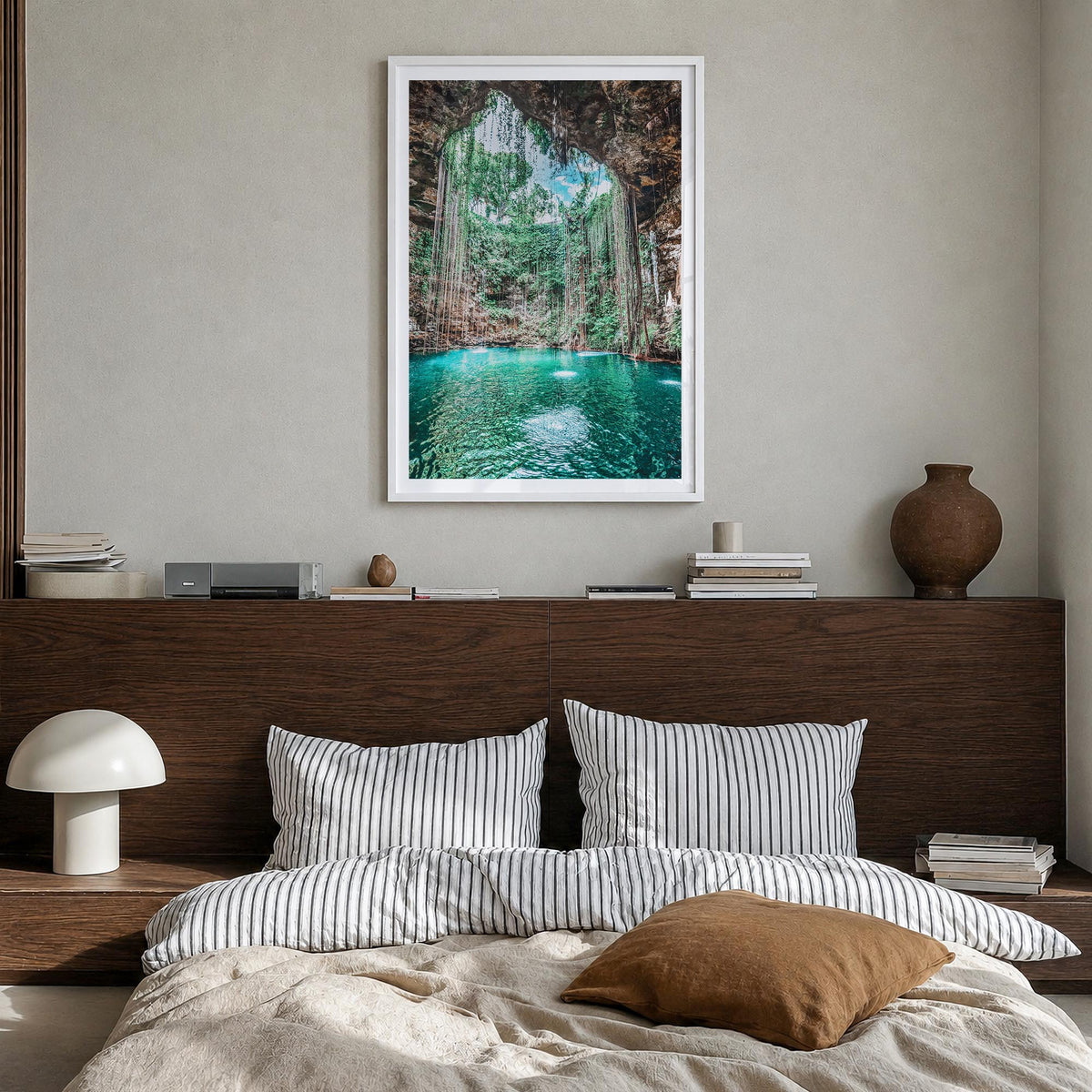 Mexico no. 3 colorful photo poster of North America – vertical wall art in white wood frame with white border, hanging on wal