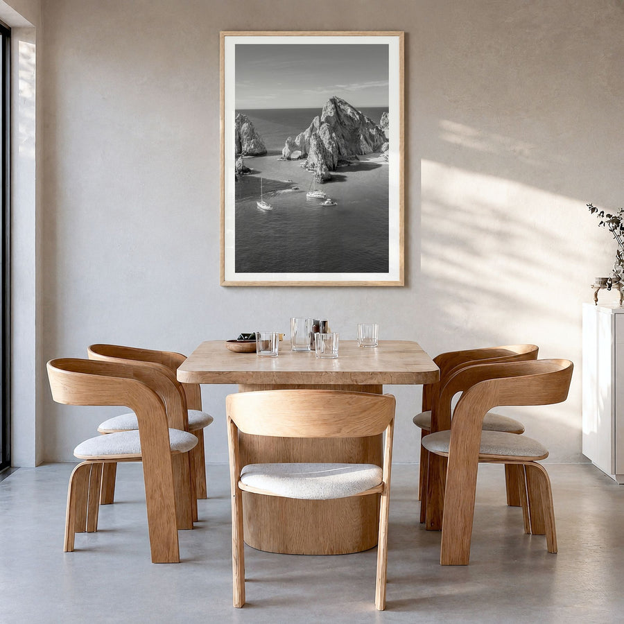Mexico Photo No 1 Poster in a natural wood frame, hanging in a dining room, white border