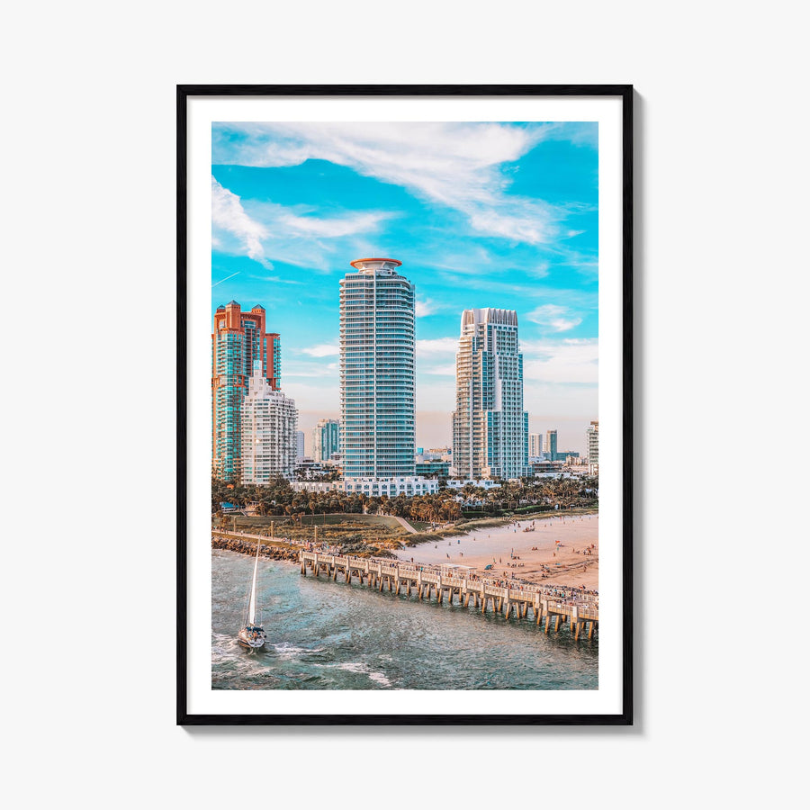 Miami Beach colorful photo poster of Florida, USA – vertical wall art, unframed print shown in interior mockup