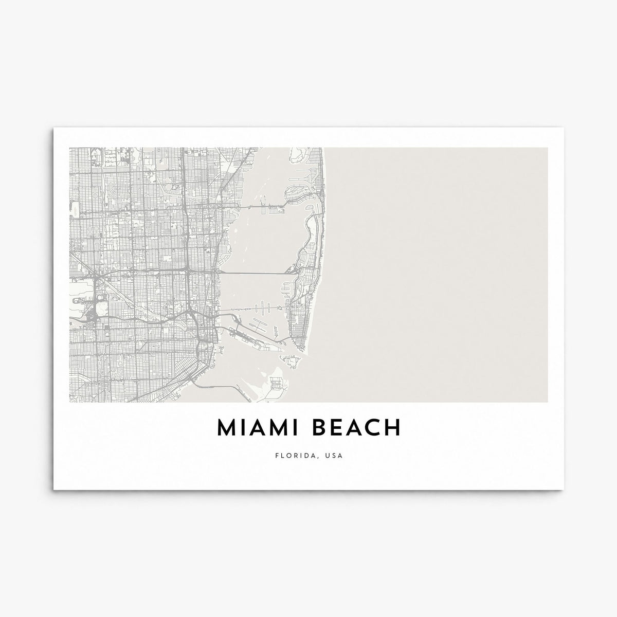 Miami Beach Map Poster, print only (unframed)