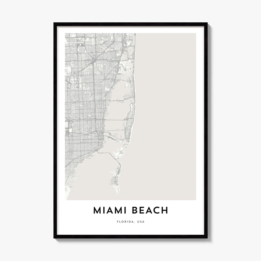 Miami Beach Map Poster, framed poster mockup