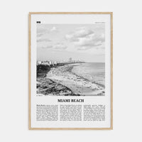 Miami Beach Poster Natural Wood / 8x12 in Nbourhood Travel B&W Poster