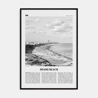 Miami Beach Poster Black Wood / 8x12 in Nbourhood Travel B&W Poster