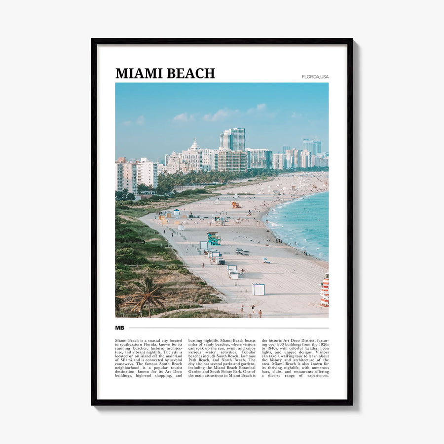 Miami Beach Travel Poster, framed poster mockup