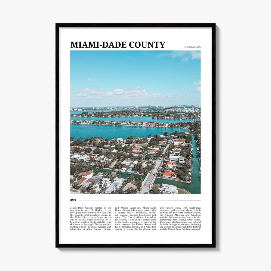 Miami-Dade County Travel Poster, framed poster mockup