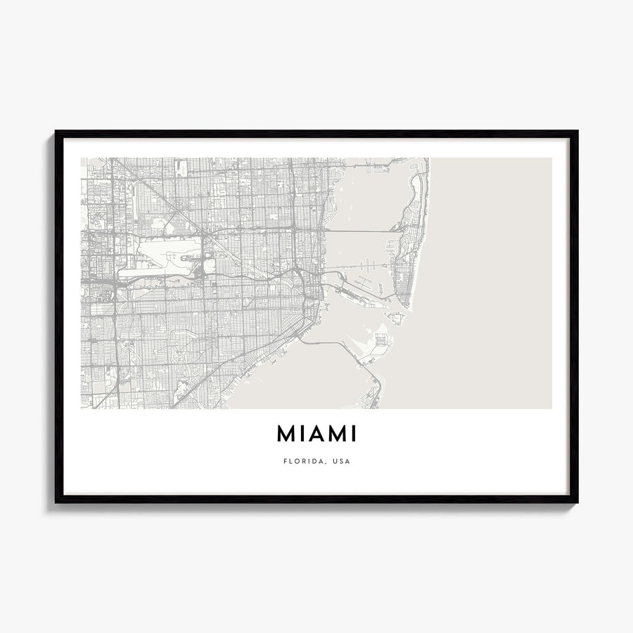 Miami Map Poster, framed poster mockup