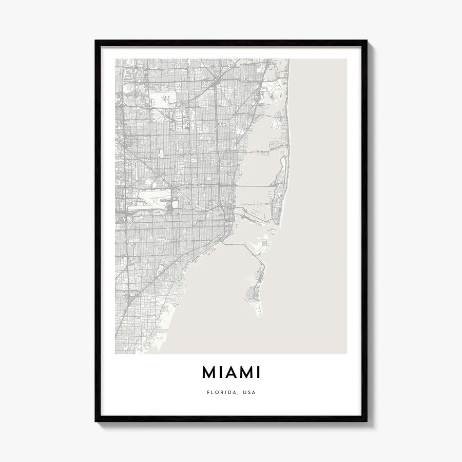 Miami Map Poster, framed poster mockup