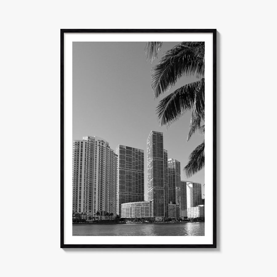 Miami no. 1 black & white photo poster of Florida, USA – vertical wall art, unframed print shown in interior mockup